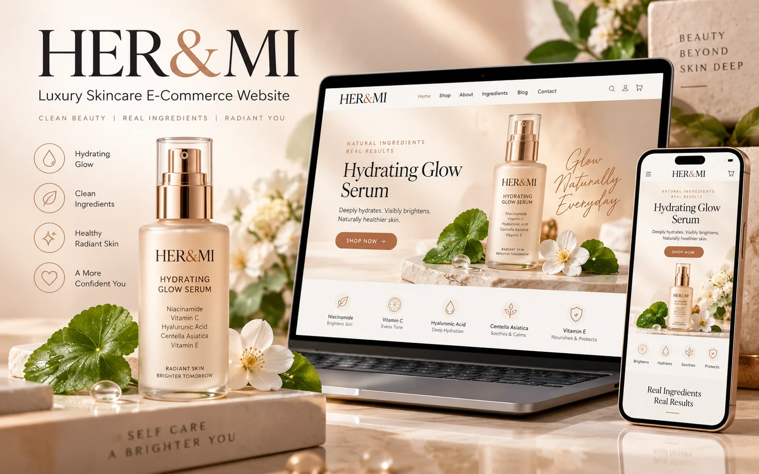 HER&MI luxury skincare e-commerce website