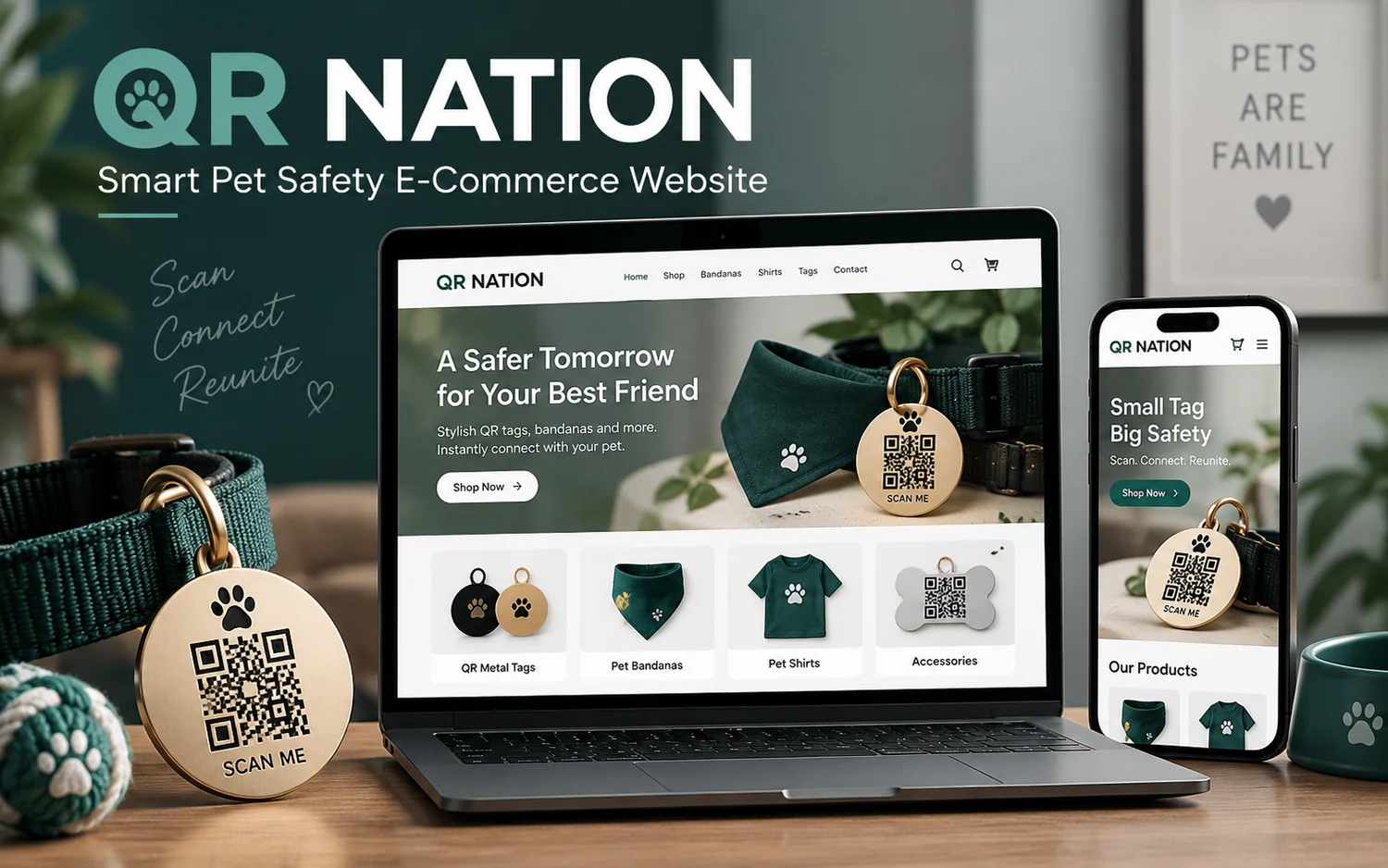 QR Nation pet safety e-commerce website