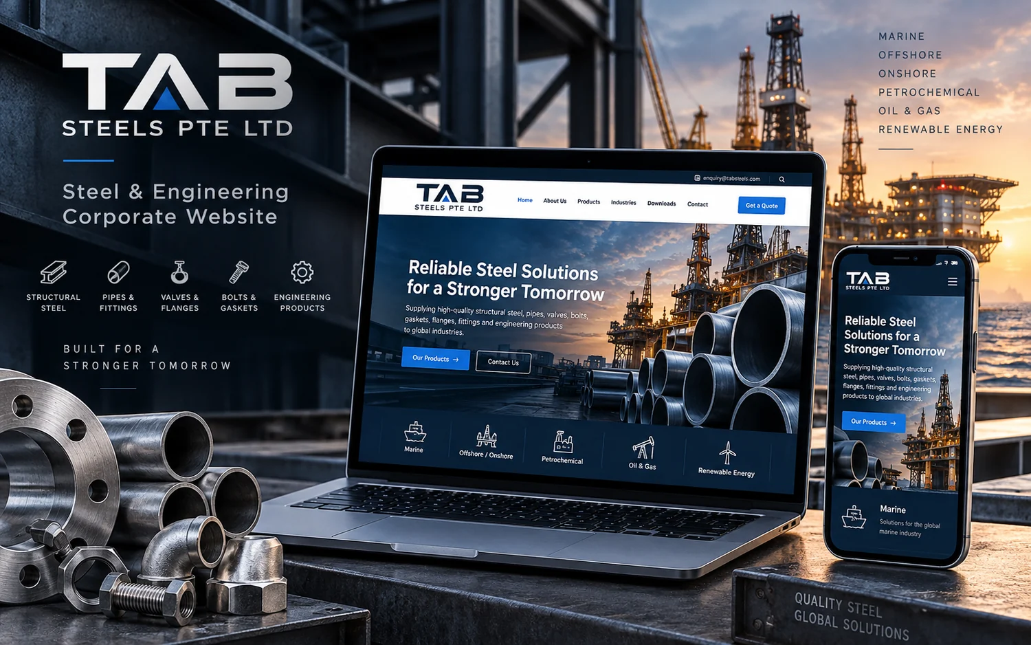 TAB Steels industrial corporate website